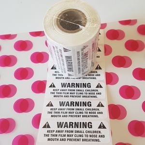 500 pcs Suffocation Warning Stickers 3"x1" in